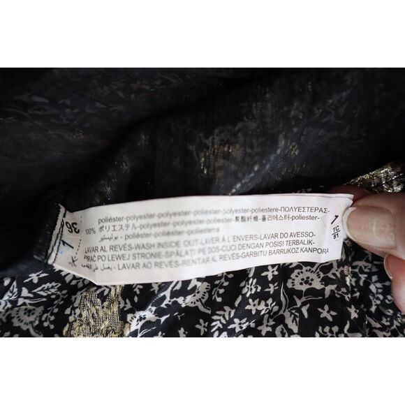 Zara Girl's Sz 11-12 Black/Gold Embellished Velvet Button Down Party Dress - Picture 10 of 12